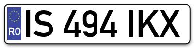 Placuta inmatriculare numar auto  IS-494-IKX, IS 494 IKX, IS494IKX