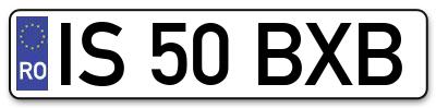 Placuta inmatriculare numar auto  IS-50-BXB, IS 50 BXB, IS50BXB