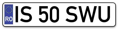 Placuta inmatriculare numar auto  IS-50-SWU, IS 50 SWU, IS50SWU