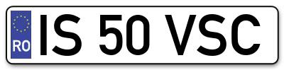 Placuta inmatriculare numar auto  IS-50-VSC, IS 50 VSC, IS50VSC