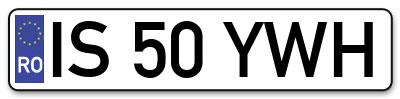 Placuta inmatriculare numar auto  IS-50-YWH, IS 50 YWH, IS50YWH