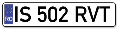 Placuta inmatriculare numar auto  IS-502-RVT, IS 502 RVT, IS502RVT
