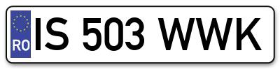 Placuta inmatriculare numar auto  IS-503-WWK, IS 503 WWK, IS503WWK