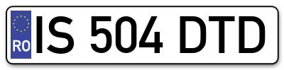 Placuta inmatriculare numar auto  IS-504-DTD, IS 504 DTD, IS504DTD