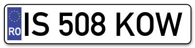 Placuta inmatriculare numar auto  IS-508-KOW, IS 508 KOW, IS508KOW