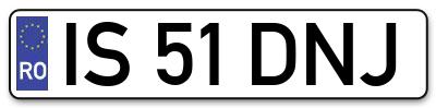 Placuta inmatriculare numar auto  IS-51-DNJ, IS 51 DNJ, IS51DNJ