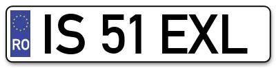 Placuta inmatriculare numar auto  IS-51-EXL, IS 51 EXL, IS51EXL