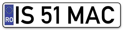 Placuta inmatriculare numar auto  IS-51-MAC, IS 51 MAC, IS51MAC
