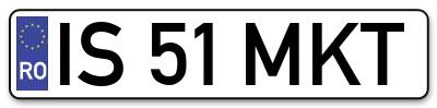 Placuta inmatriculare numar auto  IS-51-MKT, IS 51 MKT, IS51MKT