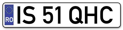Placuta inmatriculare numar auto  IS-51-QHC, IS 51 QHC, IS51QHC