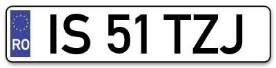 Placuta inmatriculare numar auto  IS-51-TZJ, IS 51 TZJ, IS51TZJ