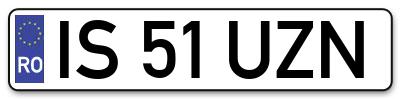 Placuta inmatriculare numar auto  IS-51-UZN, IS 51 UZN, IS51UZN