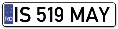 Placuta inmatriculare numar auto  IS-519-MAY, IS 519 MAY, IS519MAY