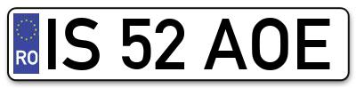 Placuta inmatriculare numar auto  IS-52-AOE, IS 52 AOE, IS52AOE