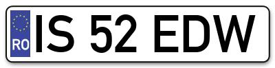Placuta inmatriculare numar auto  IS-52-EDW, IS 52 EDW, IS52EDW