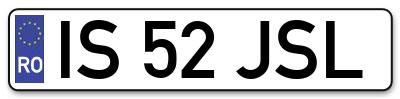 Placuta inmatriculare numar auto  IS-52-JSL, IS 52 JSL, IS52JSL