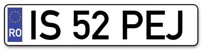 Placuta inmatriculare numar auto  IS-52-PEJ, IS 52 PEJ, IS52PEJ
