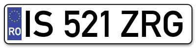 Placuta inmatriculare numar auto  IS-521-ZRG, IS 521 ZRG, IS521ZRG