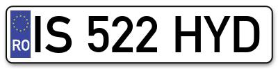 Placuta inmatriculare numar auto  IS-522-HYD, IS 522 HYD, IS522HYD