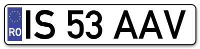 Placuta inmatriculare numar auto  IS-53-AAV, IS 53 AAV, IS53AAV