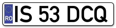 Placuta inmatriculare numar auto  IS-53-DCQ, IS 53 DCQ, IS53DCQ
