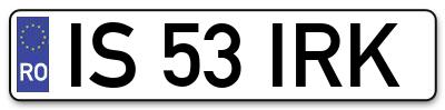 Placuta inmatriculare numar auto  IS-53-IRK, IS 53 IRK, IS53IRK