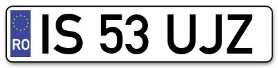 Placuta inmatriculare numar auto  IS-53-UJZ, IS 53 UJZ, IS53UJZ