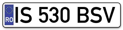 Placuta inmatriculare numar auto  IS-530-BSV, IS 530 BSV, IS530BSV