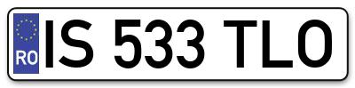 Placuta inmatriculare numar auto  IS-533-TLO, IS 533 TLO, IS533TLO