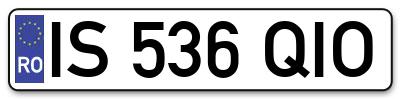 Placuta inmatriculare numar auto  IS-536-QIO, IS 536 QIO, IS536QIO