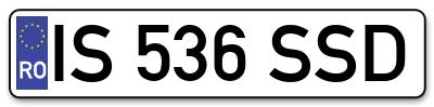 Placuta inmatriculare numar auto  IS-536-SSD, IS 536 SSD, IS536SSD