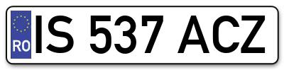 Placuta inmatriculare numar auto  IS-537-ACZ, IS 537 ACZ, IS537ACZ