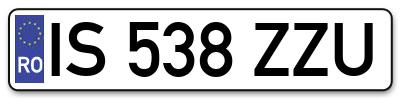 Placuta inmatriculare numar auto  IS-538-ZZU, IS 538 ZZU, IS538ZZU
