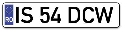 Placuta inmatriculare numar auto  IS-54-DCW, IS 54 DCW, IS54DCW