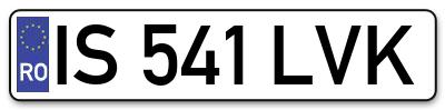 Placuta inmatriculare numar auto  IS-541-LVK, IS 541 LVK, IS541LVK
