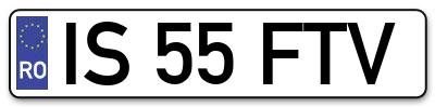 Placuta inmatriculare numar auto  IS-55-FTV, IS 55 FTV, IS55FTV