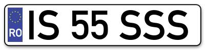 Placuta inmatriculare numar auto  IS-55-SSS, IS 55 SSS, IS55SSS