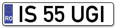 Placuta inmatriculare numar auto  IS-55-UGI, IS 55 UGI, IS55UGI