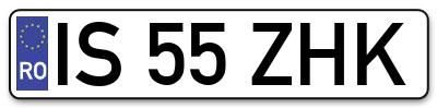 Placuta inmatriculare numar auto  IS-55-ZHK, IS 55 ZHK, IS55ZHK
