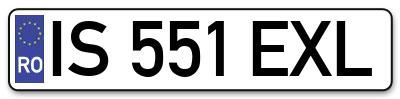 Placuta inmatriculare numar auto  IS-551-EXL, IS 551 EXL, IS551EXL