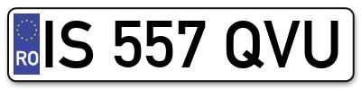 Placuta inmatriculare numar auto  IS-557-QVU, IS 557 QVU, IS557QVU