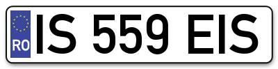 Placuta inmatriculare numar auto  IS-559-EIS, IS 559 EIS, IS559EIS