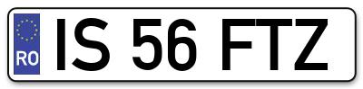Placuta inmatriculare numar auto  IS-56-FTZ, IS 56 FTZ, IS56FTZ