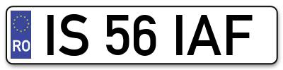 Placuta inmatriculare numar auto  IS-56-IAF, IS 56 IAF, IS56IAF