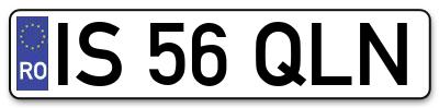 Placuta inmatriculare numar auto  IS-56-QLN, IS 56 QLN, IS56QLN