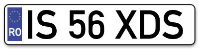 Placuta inmatriculare numar auto  IS-56-XDS, IS 56 XDS, IS56XDS