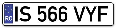 Placuta inmatriculare numar auto  IS-566-VYF, IS 566 VYF, IS566VYF
