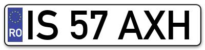 Placuta inmatriculare numar auto  IS-57-AXH, IS 57 AXH, IS57AXH