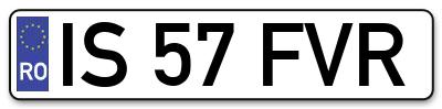 Placuta inmatriculare numar auto  IS-57-FVR, IS 57 FVR, IS57FVR