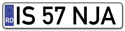 Placuta inmatriculare numar auto  IS-57-NJA, IS 57 NJA, IS57NJA